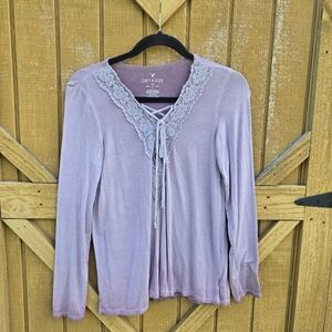 Lavender Lace-Up Top